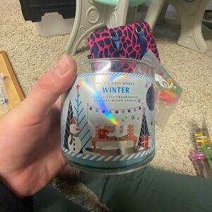 Bath & Body Works Winter Candle - Blue and White Holiday Jar